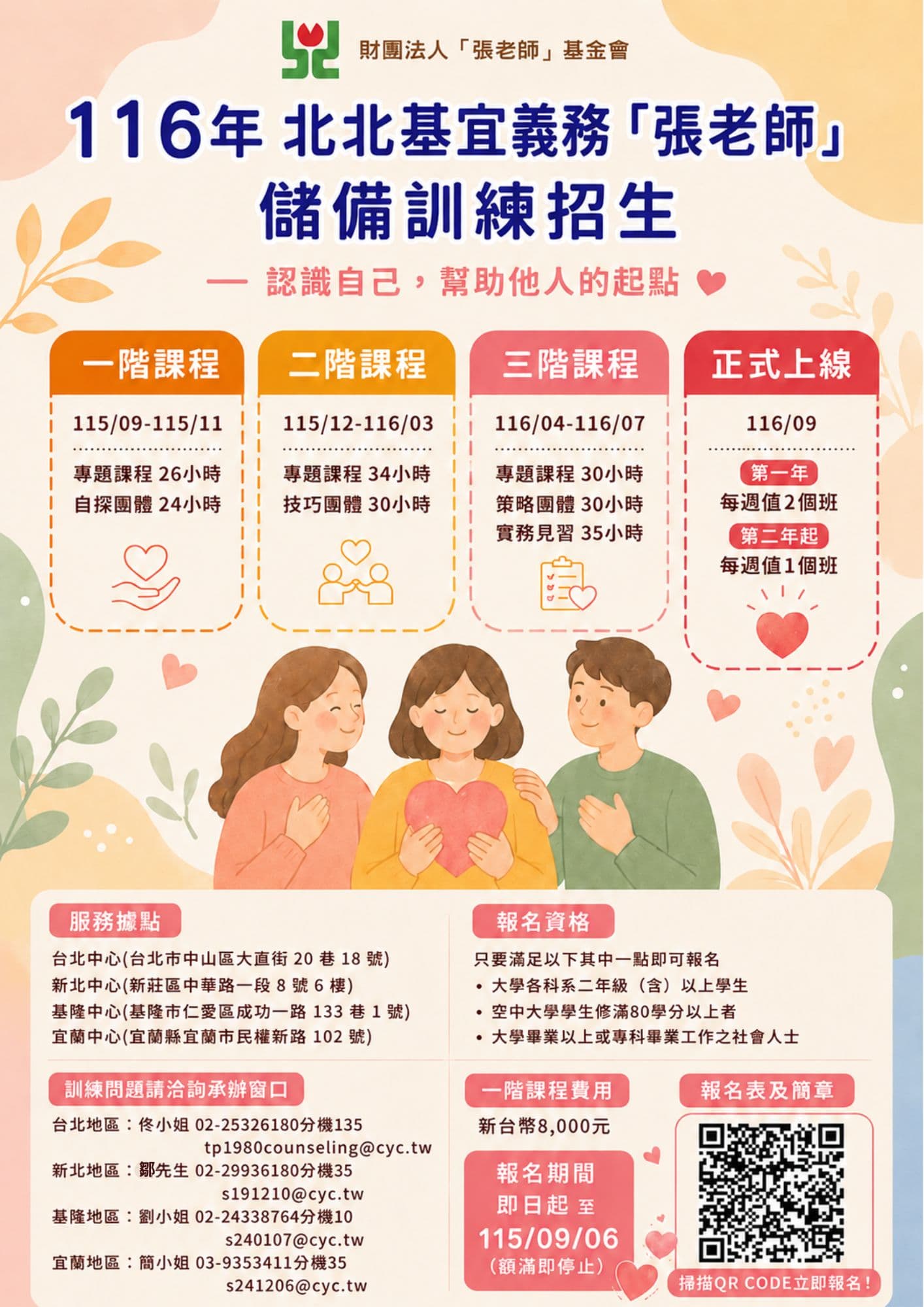 116年台北、新北、基隆、宜蘭義務「張老師」儲備訓練 海報
